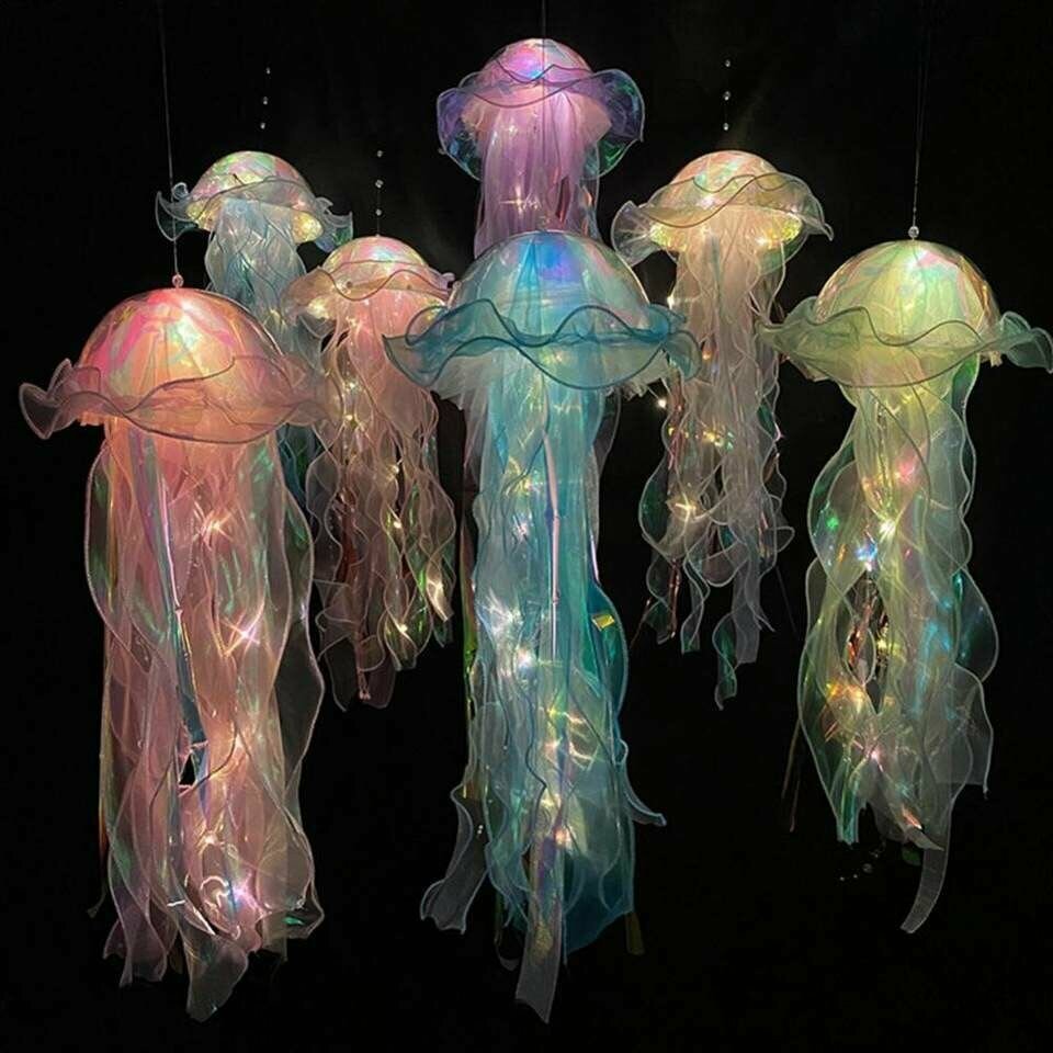 Медуза светильник декоративный / Портативный ночник / Фонарь подвесной в виде медузы