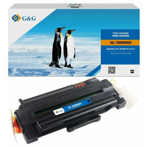 GG GG-108R00909 картридж лазерный (Xerox 108R00909) черный 2500 стр 2 5k 108r00909 reset toner chip for xerox phaser 3140 3155 3160 laser printer copier cartridge