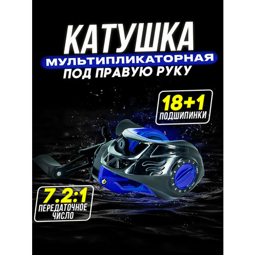 фото Катушка для спиннинга мультипликаторная 1000, инерционная, под правую руку 100крючков