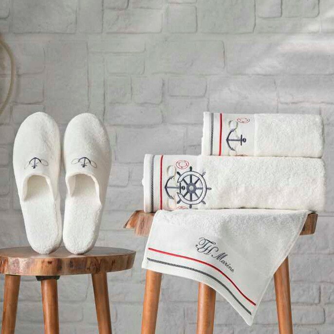 Полотенце Navy цвет: белый (32х50 см,50х100 см,75х150 см) Tivolyo home - фото №2