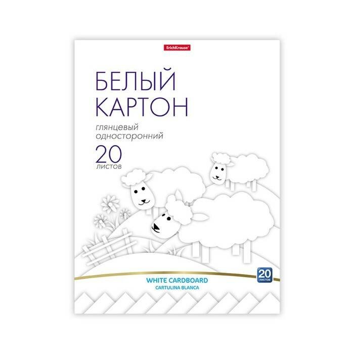 Картон белый А4, 20 листов, немелованный односторонний, 170 г/м2, ErichKrause, глянцевый, на склейке + игрушка (комплект из 6 шт) - фотография № 2