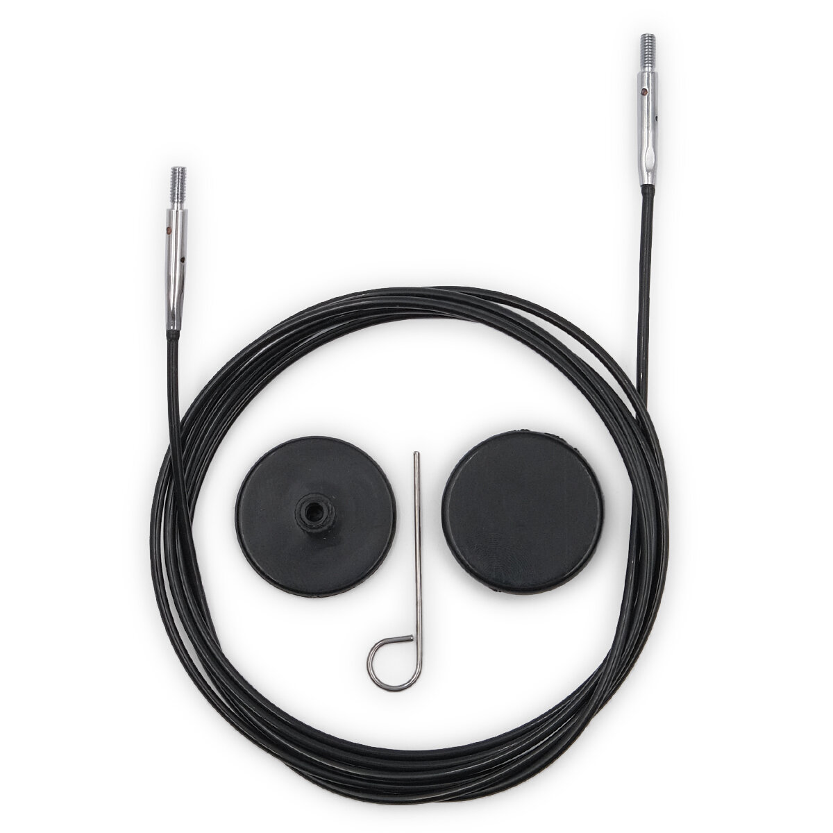 Тросик для съемных спиц, длина 126 см, нейлоновый, KnitPro черный