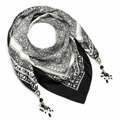 фото Платок foxtrot,90х90 см, белый, черный