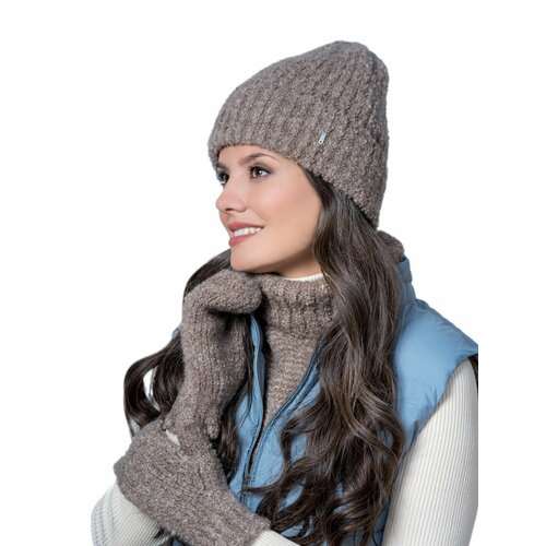 фото Шапка бини landre, размер 56-59 см, бежевый, коричневый