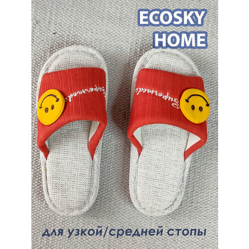 Тапочки, размер 36-37, коралловый, серый тапочки домашние home line р 37 38 полынь