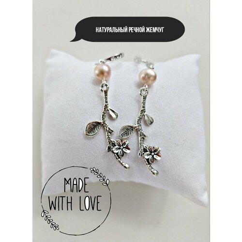 Комплект серег жемчуг пресноводный культивированный размер 65 мм перламутровый 636₽