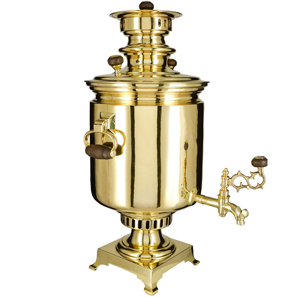 Самовар антикварный на дровах 10,5 литров формы «Банка» М. Баташева, золотой, уценка