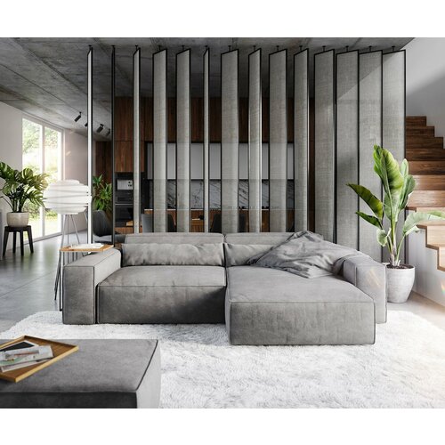 Угловой диван Harizma Mebel с пуфом Мангуст-лофт-евро мод6, модульная конструкция, еврокнижка, 266x173x71 см