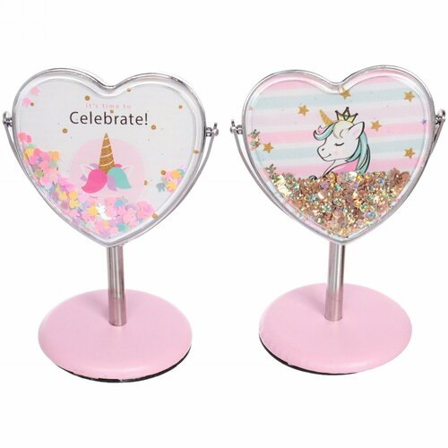 Зеркало настольное КНР на ножке Stylish image - Единорожек Оливер сердце 8х14 см 780₽
