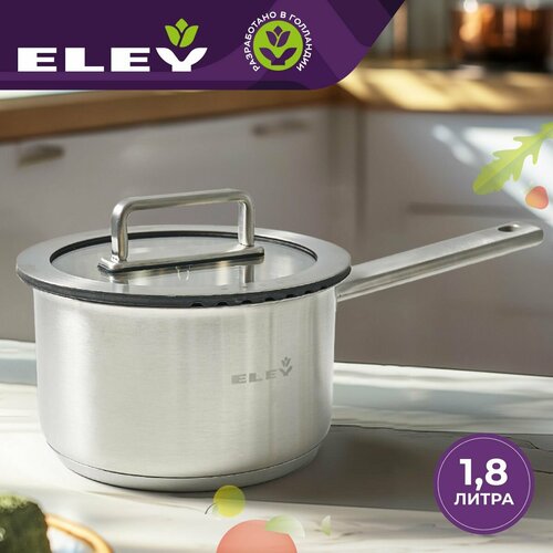 Ковш из нержавеющей стали 18л ELEY с металлической крышкой и металлическими ручками 2757₽