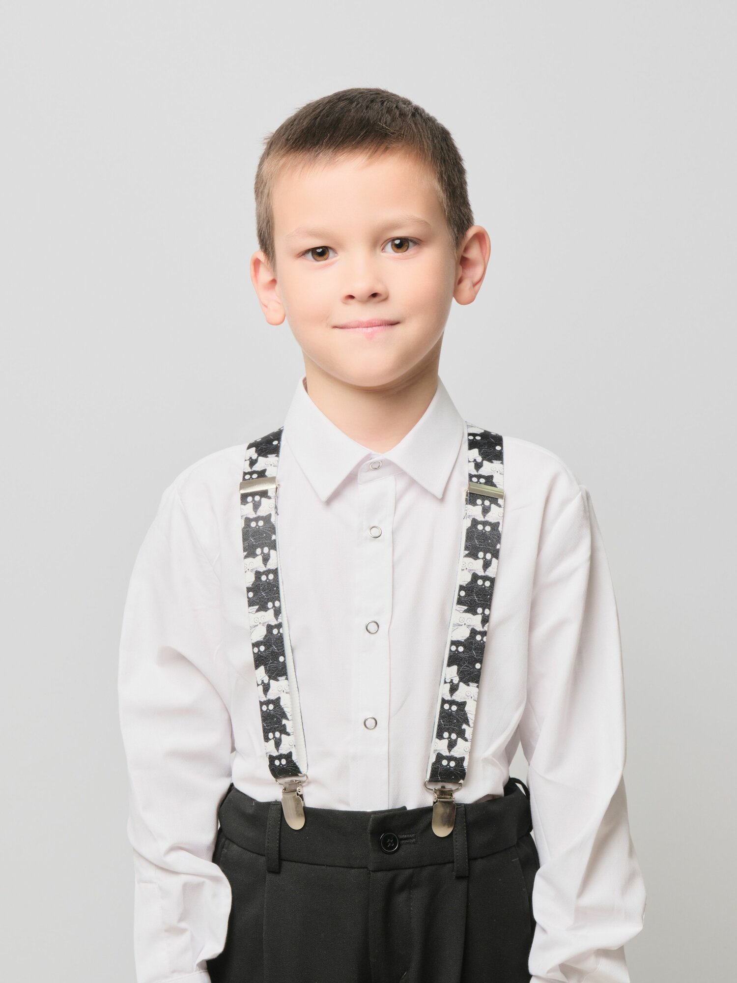 Подтяжки Андерсен для детей, размер 120-160, экрю, черный — фото 1