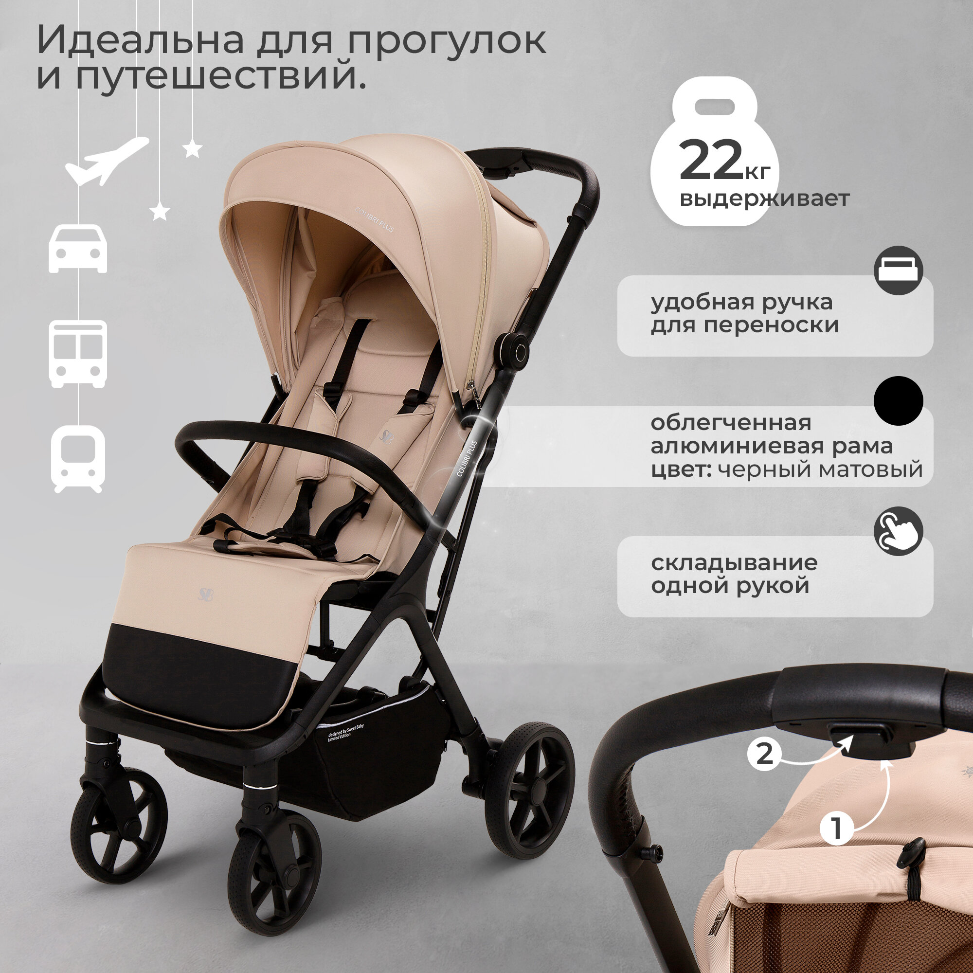 Обзор: Прогулочная коляска Sweet Baby Colibri Plus Beige