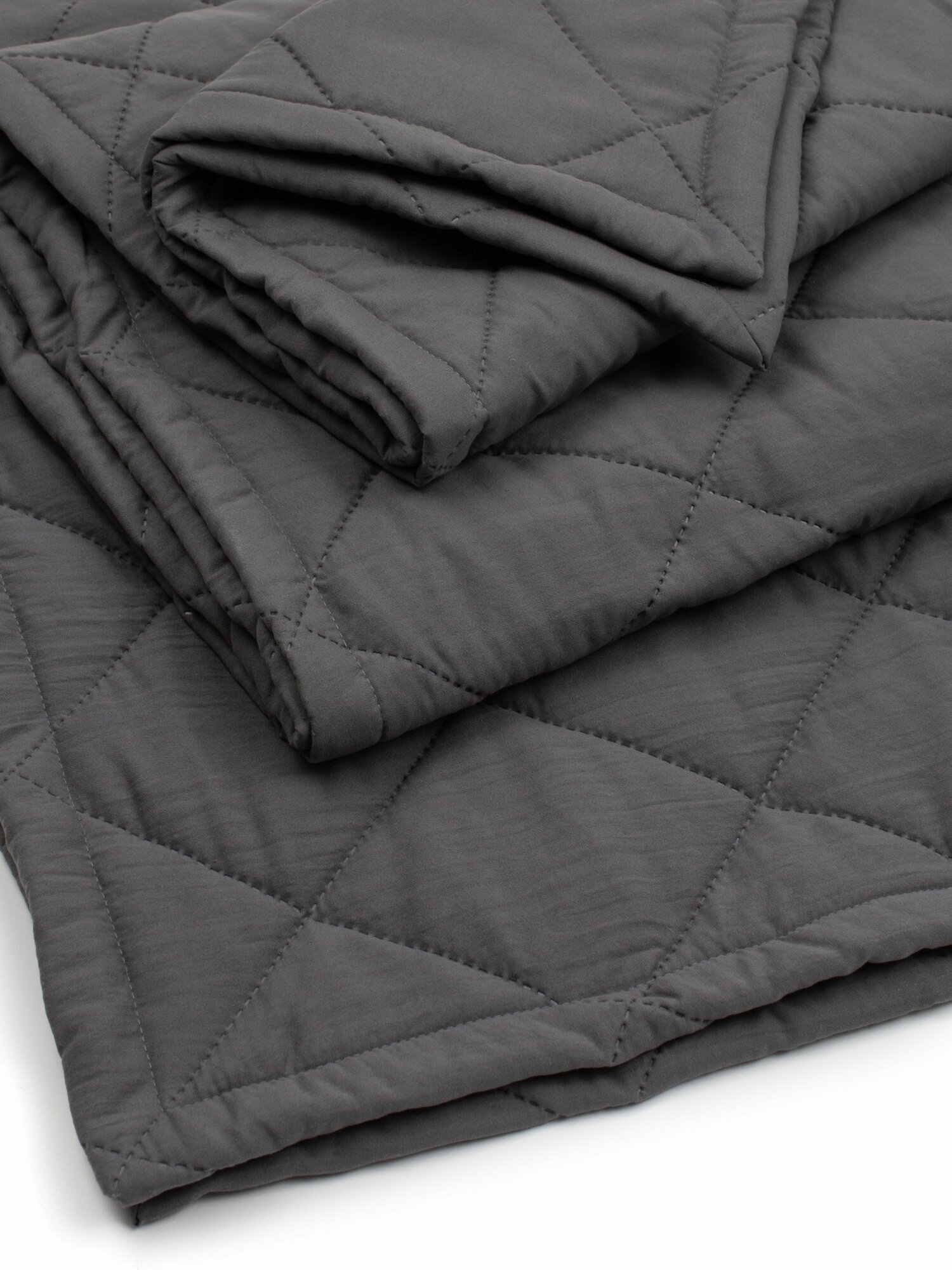 HILLSON Покрывало на кровать, диван 120х200 лофт цвет темно-серый, стеганое, поликоттон — фото 1