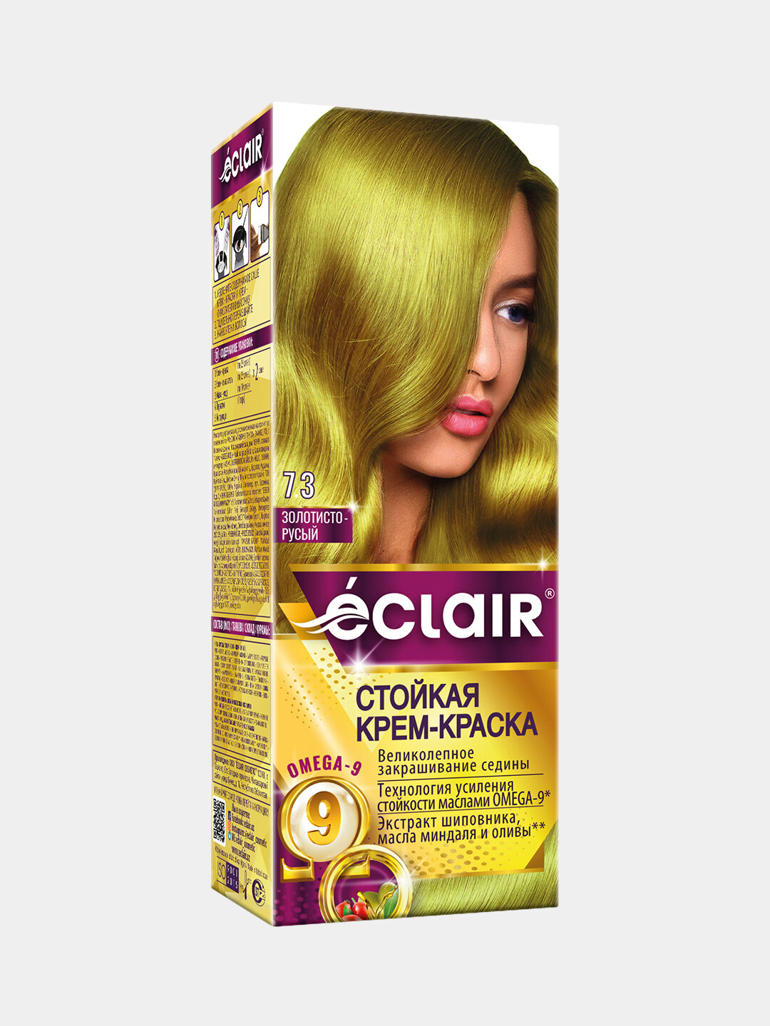 Краска для волос Eclair Omega-9, "золотистый русый" 7.3
