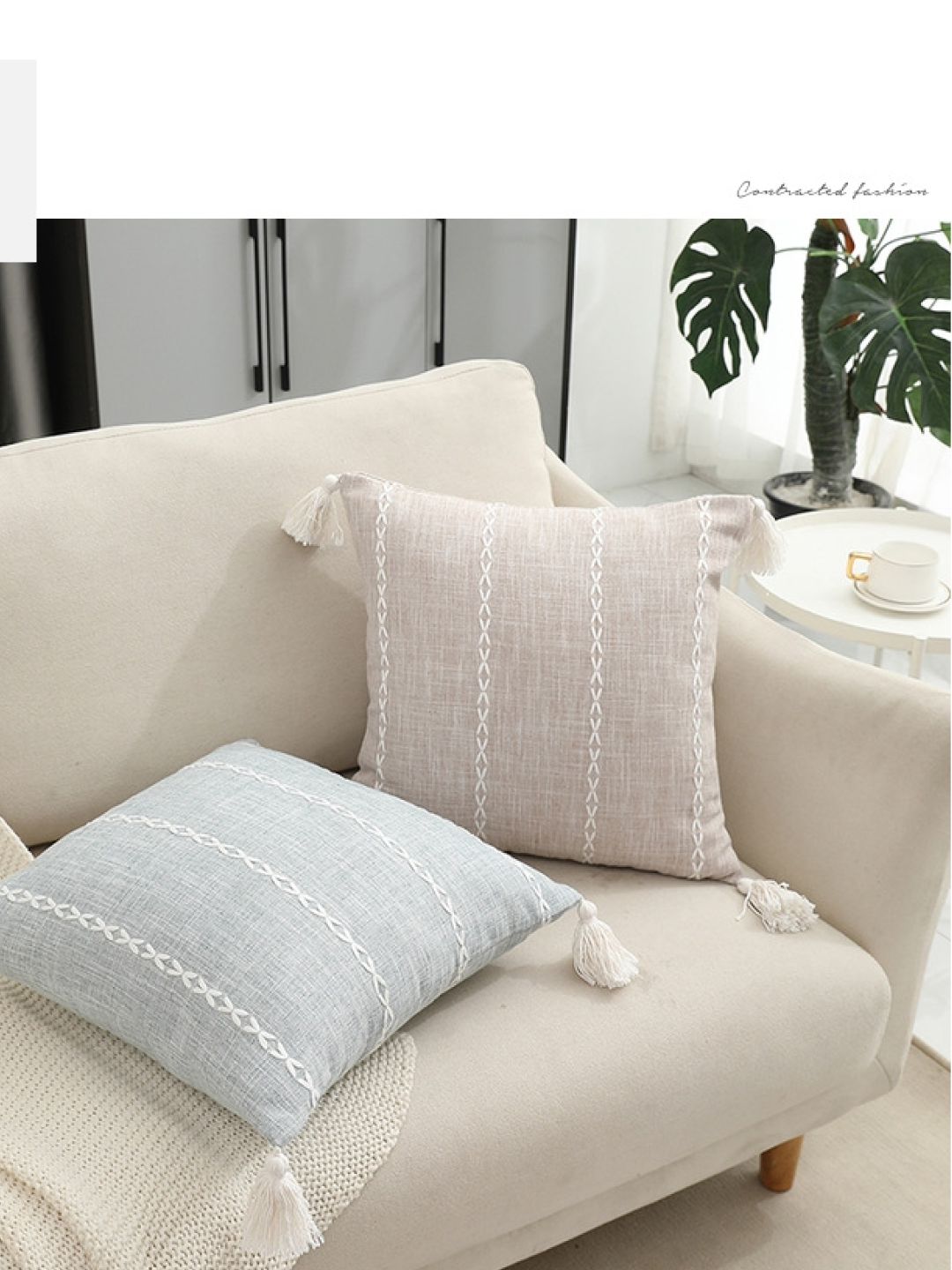 Наволочка декоративная хлопковая "Косичка" 1 шт, размер 45х45, PILLOW11