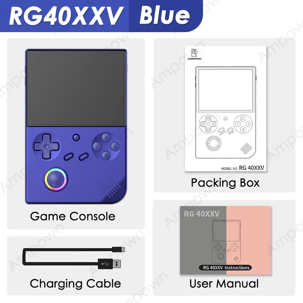 ANBERNIC RG40XXV портативная игровая консоль белый/прозрачный черный/синий, Blue, 64G(5K Games)