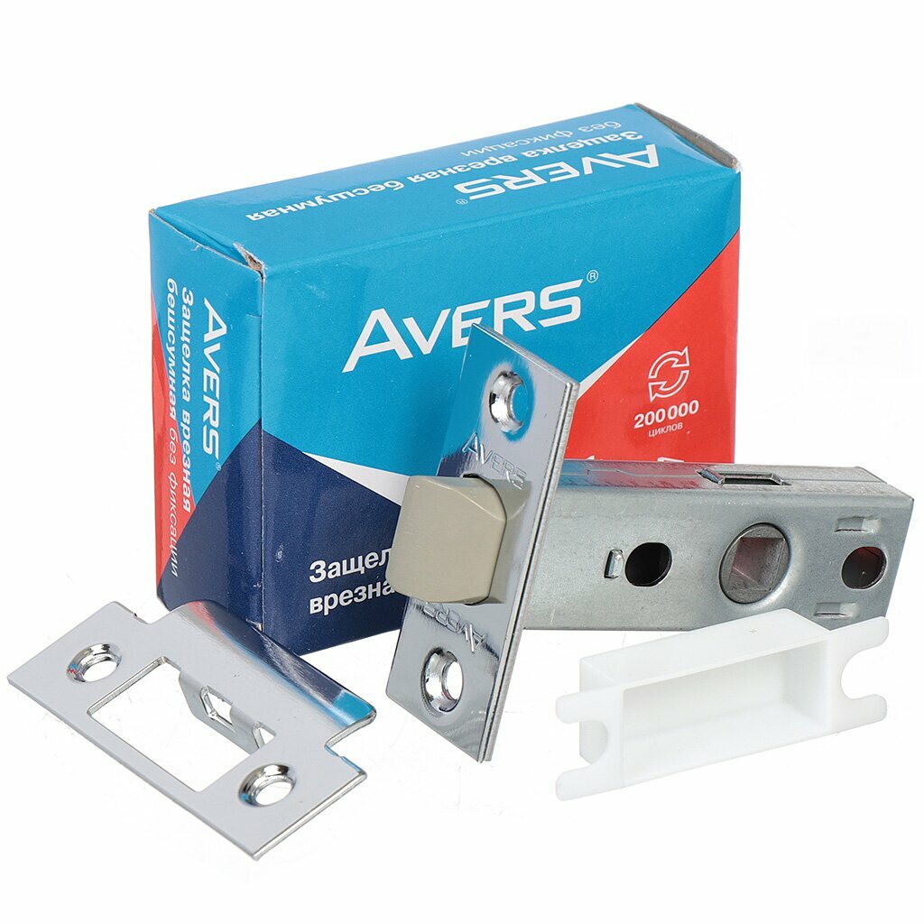 Защелка врезная Avers 5400-P-CR 21097 язычок пластиковый без ручек хром