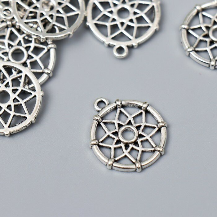 Декор металл для творчества "Ловец снов - цветок" серебро G195B585 2,2х1,9 см(15 шт.)