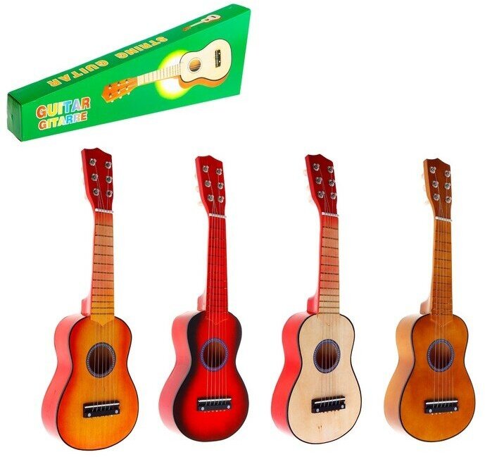 Игрушка музыкальная «Гитара» 52 см, 6 струн, медиатор, цвета микс