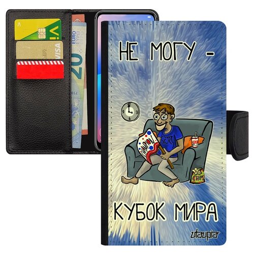 фото Чехол книжка на смартфон apple iphone 6 6s plus, "не могу - кубок мира!" повод карикатура utaupia