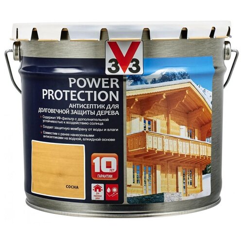 V33 антисептик антисептик Power Protection, 9 л, сосна антисептик алкидный v33 power protection орегон 2 5 л