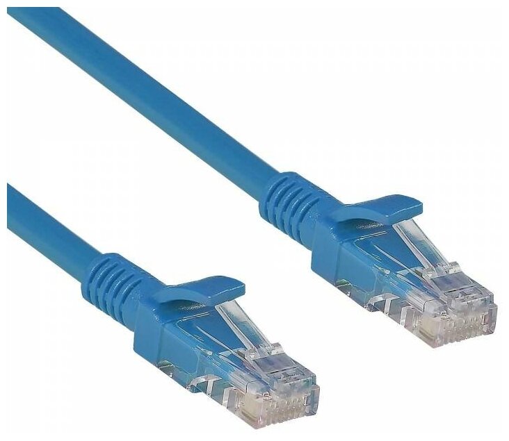 Патч-корд ExeGate UTP-RJ45-RJ45-C5e-PVC-CCA-5M, 5 м, синий Gembird - фото №1