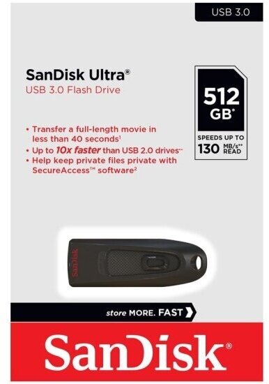 USB флешка Sandisk 512Gb Ultra USB 3.0 (100/30 Mb/s)