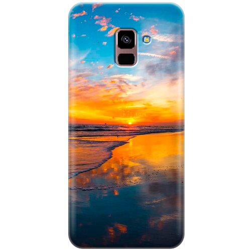 фото Re:pa накладка transparent для samsung galaxy a8+ (2018) с принтом "закат на пляже"