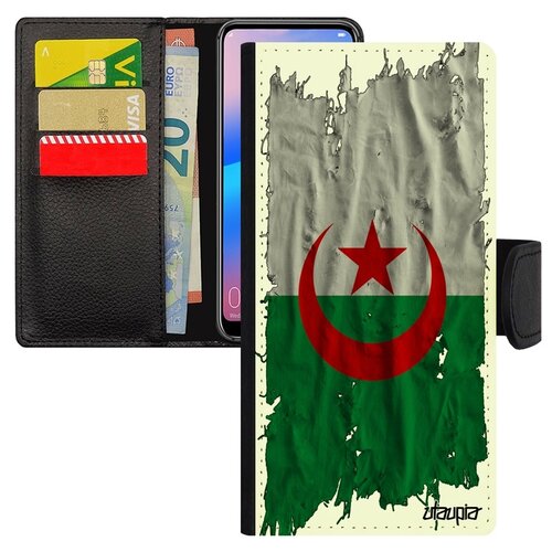 фото Чехол-книжка для телефона samsung galaxy a10, "флаг алжира на ткани" патриот государственный utaupia