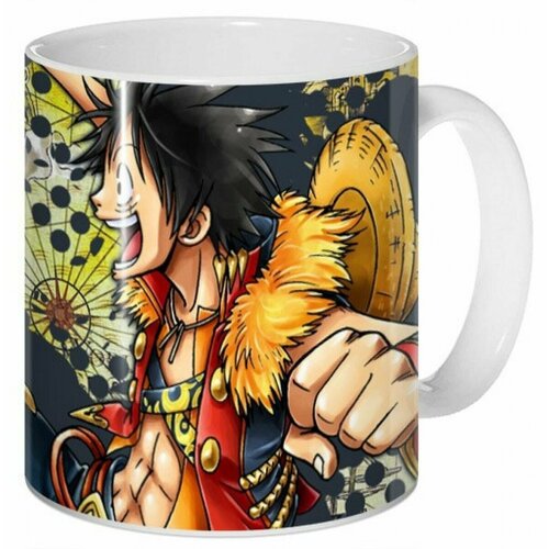 Кружка белая аниме one piece ван пис большой куш Монки Д. Луффи, Нами - 10874