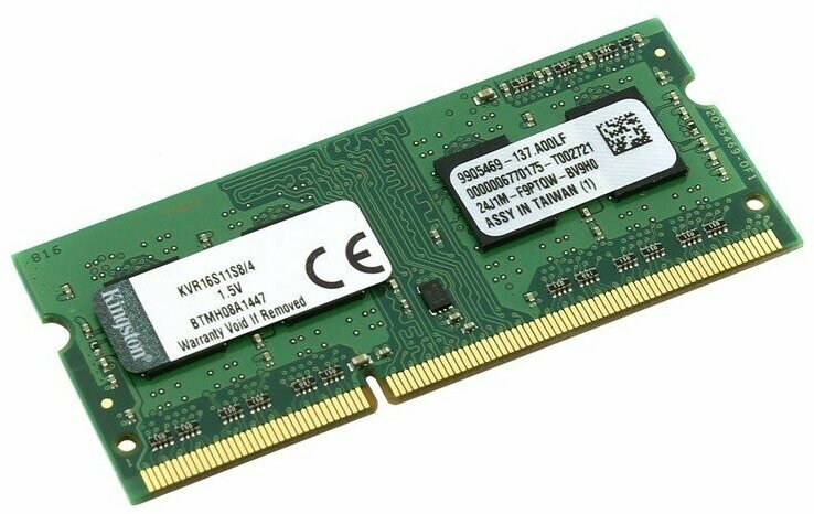 Модуль памяти Kingston DDR3 SO-DIMM 1600MHz PC3-12800 CL11 - 4Gb KVR16S11S8/4