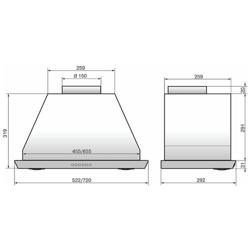 Встраиваемая вытяжка Elikor 52Н-400-К3Д нержавеющая сталь 624200₽