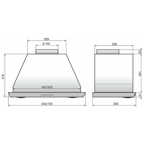 Встраиваемая вытяжка Elikor 52Н-400-К3Д нержавеющая сталь