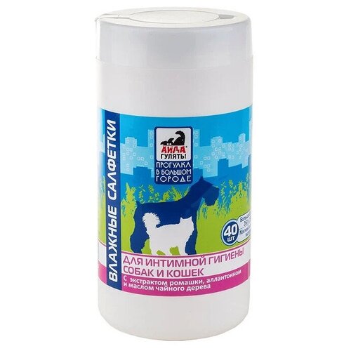 Салфетки Айда гулять влажные для интимной гигиены собак и кошек, 40 штук
