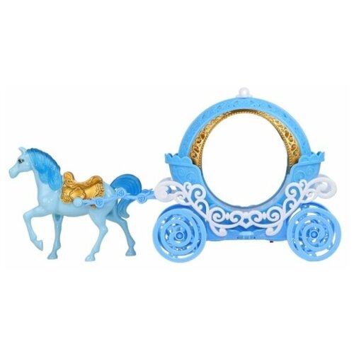 фото Игровой набор для детей. карета с лошадкой, тм "amore bello", световые и звуковые эффекты, батарейки в комплекте, цвет синий