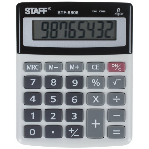 Калькулятор настольный STAFF STF-5808, компактный (134х107 мм), 8 разрядов, двойное питание, 250286