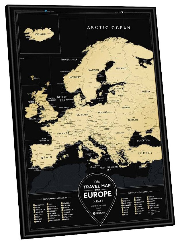 Скретч карта Европы Travel Map Black Europe