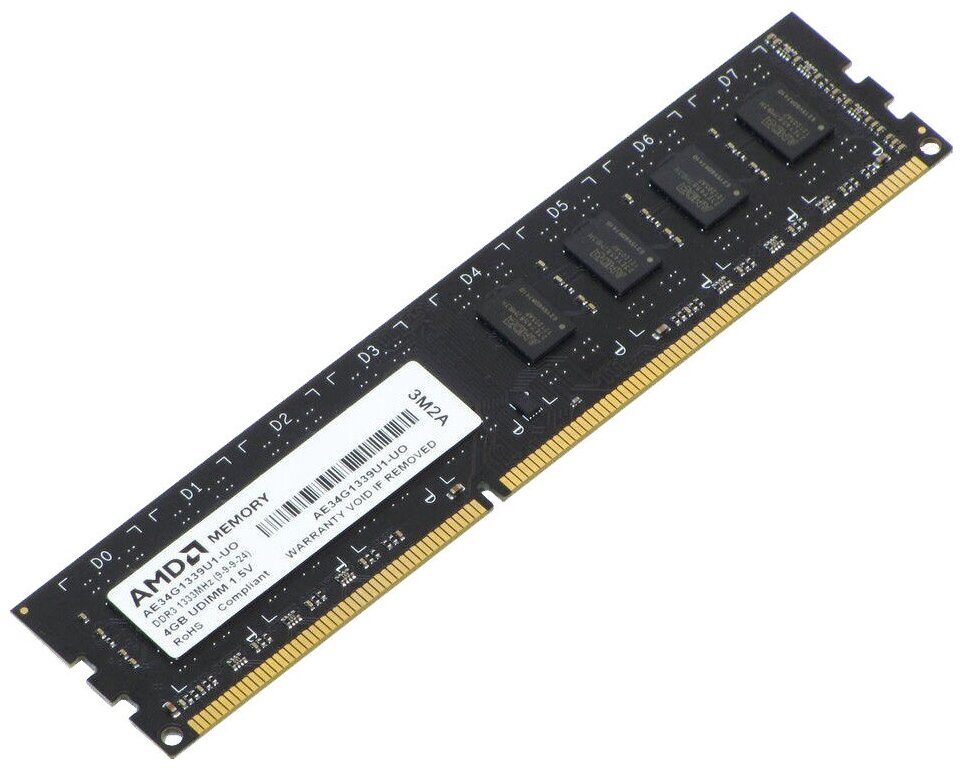 Модуль памяти DDR3 4Gb 1333MHz AMD R334g1339u1s-uo OEM PC3-10600 CL9 Dimm 240-pin 1.5В Ae34g1339u1-u