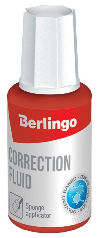 Корректирующая жидкость Berlingo 20 мл, на химической основе, с губчатым аппликатором (KR 550)