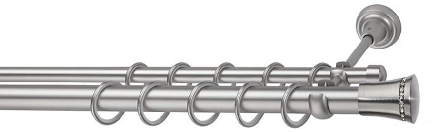 Карниз Капри хром матовый 25мм 160см: двухрядный