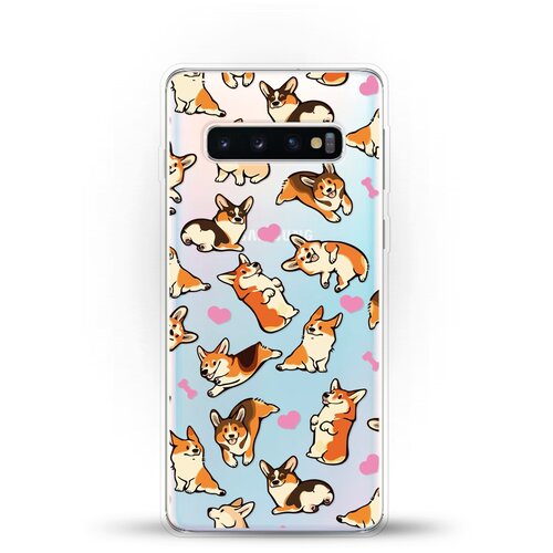 фото Силиконовый чехол корги узором на samsung galaxy s10 andy & paul