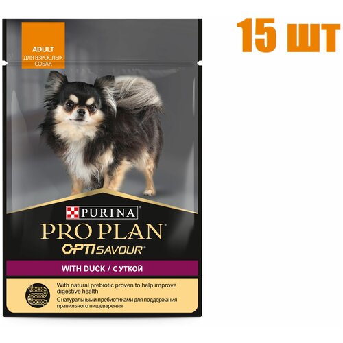 Влажный корм для собак Pro Plan для мелких пород с уткой 85 г 15 шт gosbi влажный корм gosbi plaisirs для взрослых собак с курицей и говядиной 185 г