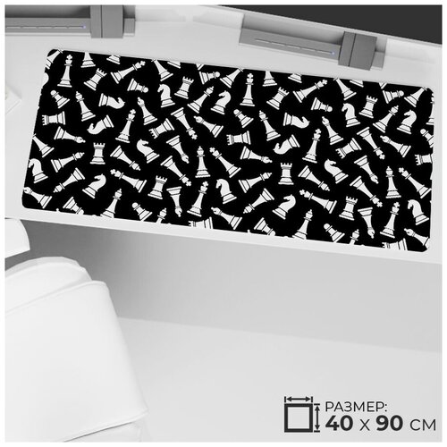 Коврик для мыши большой 90 х 40 см, антискользящий подарок шахматист 3