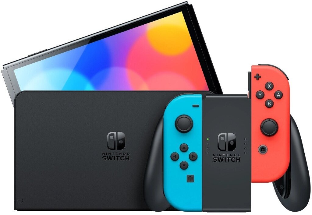 Игровая приставка Nintendo Switch OLED-модель, неоновая красно-синяя