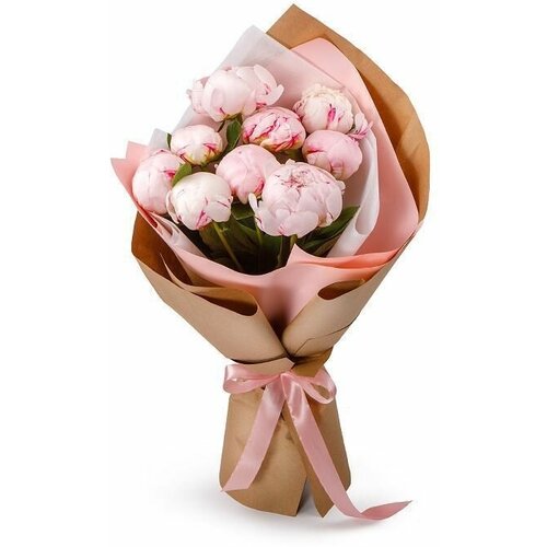 Букет из 9 розовых пионов. LoVa Flowers