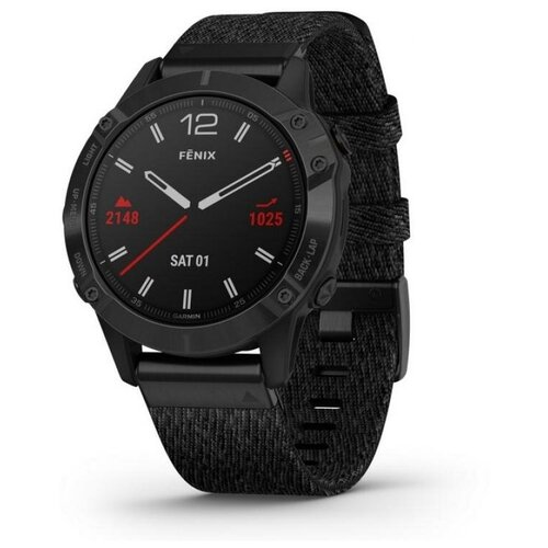 фото Умные часы garmin fenix 6 sapphire dlc с нейлоновым ремешком, черный