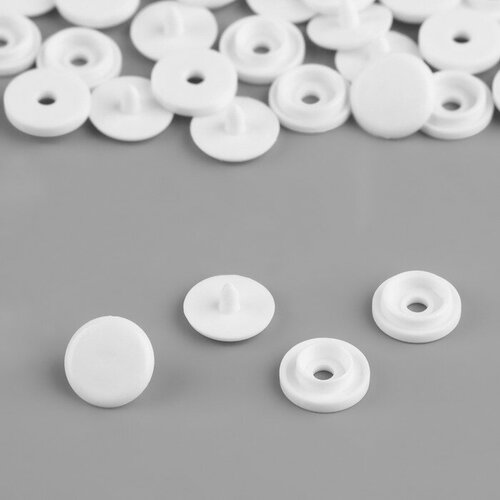 Кнопка пластиковая, d = 10 мм, цвет белый (20 шт) кнопка переключатель indesit c00851049 29х9х45 мм белый 1 шт