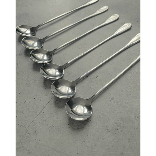 Ложки чайные круглые кофейные набор 6 шт ложки длинные столовые приборы