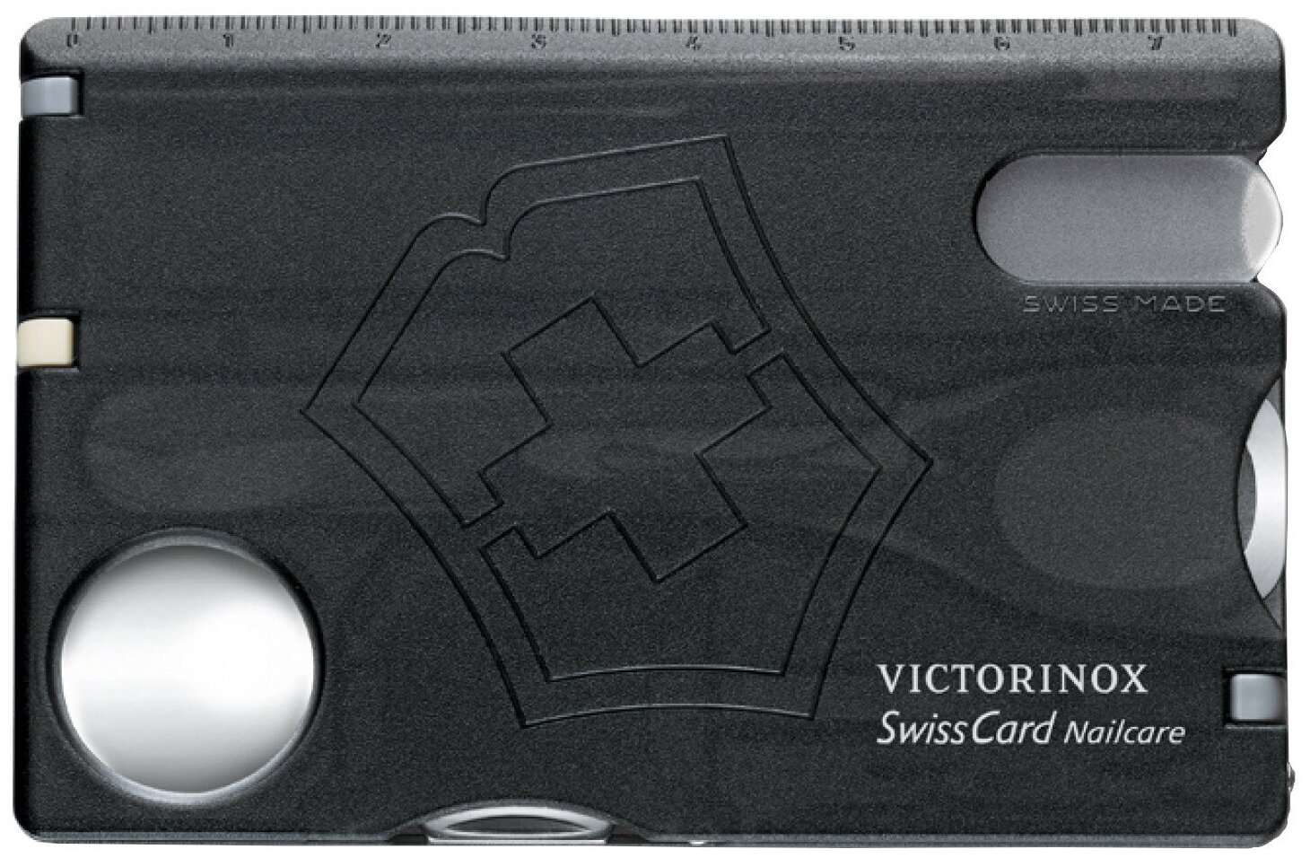 Швейцарская карта Victorinox SwissCard Classic (0.7133.T3) черный полупрозрачный коробка подарочная - фото №2