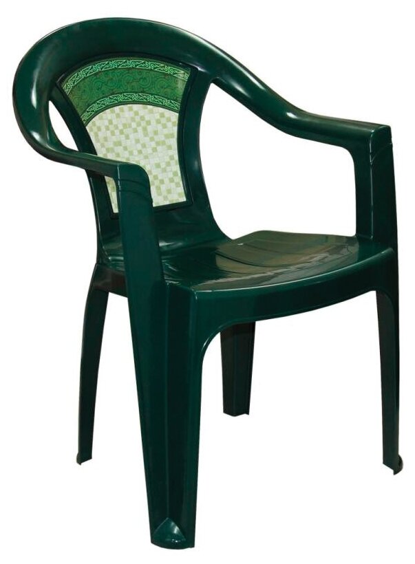 Кресло пластмассовое "Малахит" 58,5х54х80см, зеленый (Россия)
